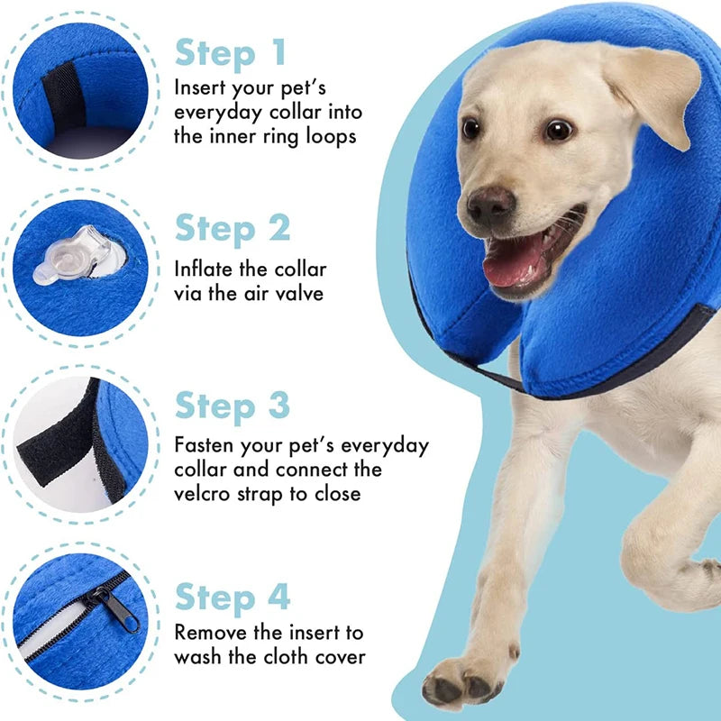 Soft Elizabethan Dog Cone Collar Inflatable Pet Recovery E-Collar for Small to Large Dogs And Cats Ideal for Surgery Recovery