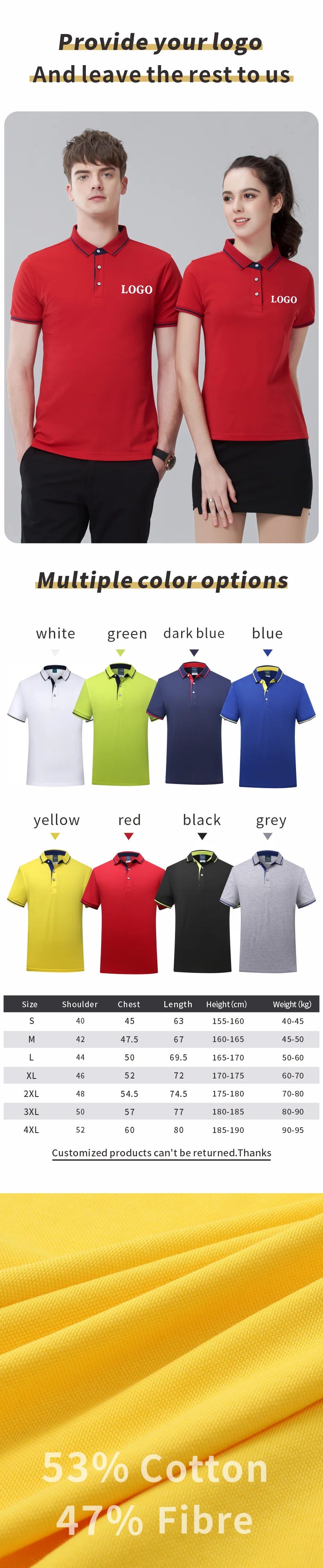 Custom Logo Summer Polo Shirt Short Sleeve Eye Catching Embroidered Text DIY Pattern for Shirt