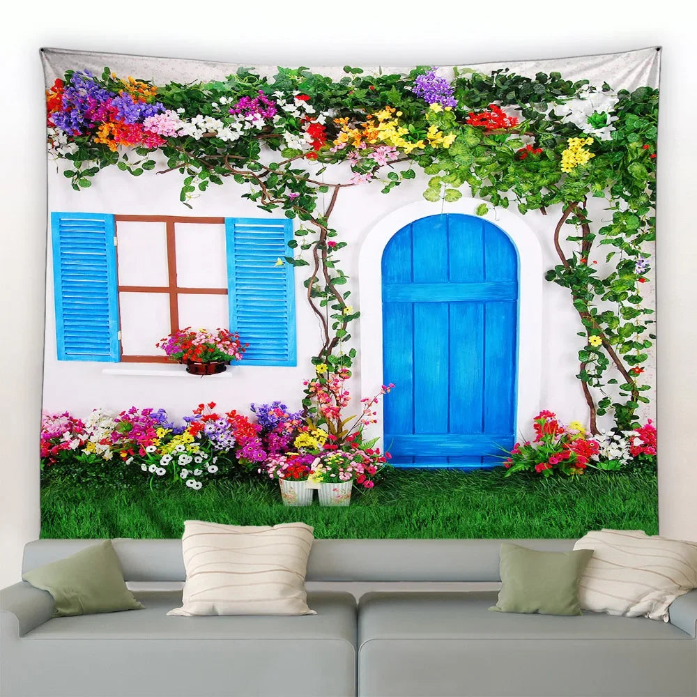 Landscape Wall Hanging Tapestry Ltaly Rural Small Town Street Architecture Retro Style Background Decor Hippie Bedroom Blanket