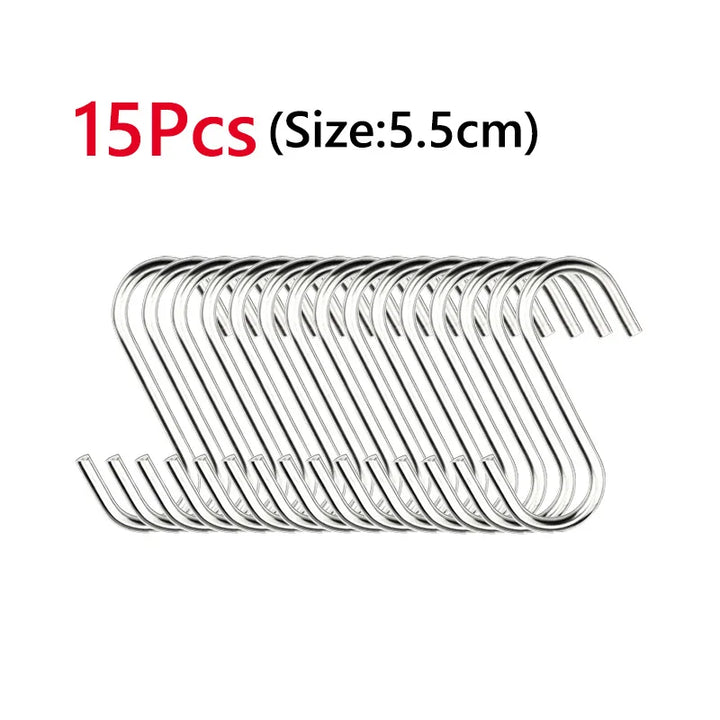 5/10Pcs S-Shape Hook Stainless Steel Clothes Bags Towels Plants Hanging Rack Multi-function Kitchen Bedroom Railing Hanger Hook