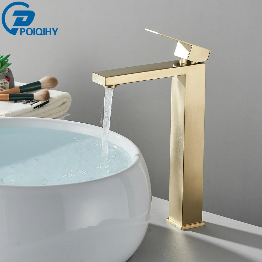 Brushed Nickel Basin Faucet Black Bathroom Faucet Deck Mounted Basin Sink Tap Mixer Hot & Cold Water Stainless Steel Faucet