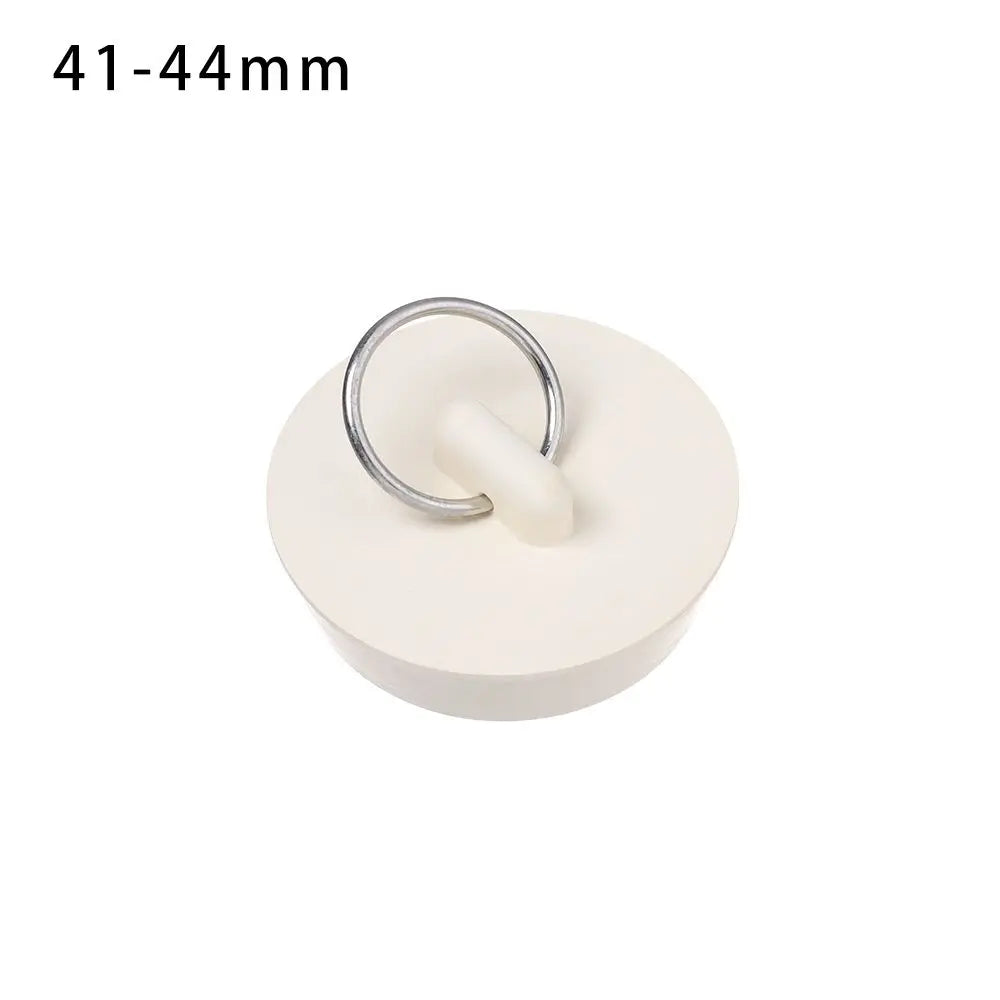 Kitchen Bathroom Water Sink Plug with Hanging Ring Round Rubber Bathtub Stopper Durable White Leakage-proof Sewer Drain Cover