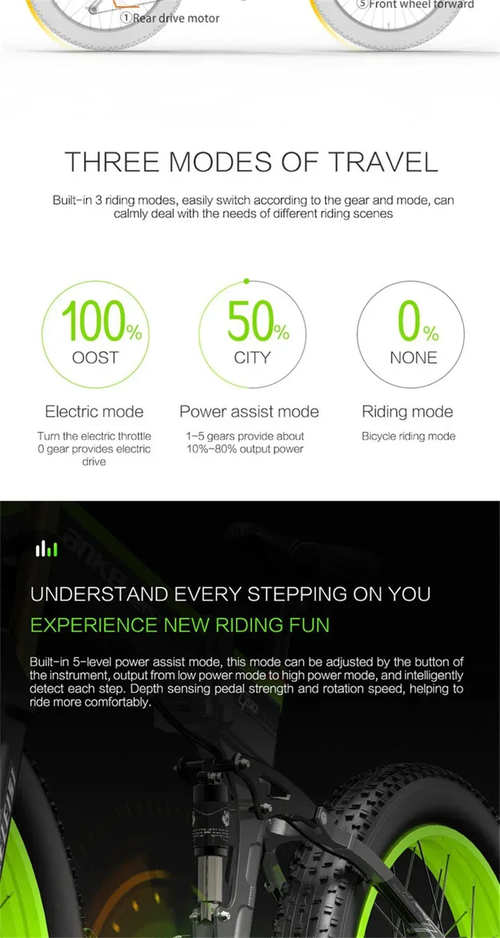 Ebike XT750 PLUS Adult 1000w48v17.5ah Battery Electric Bicycle 26 inch fat Tire Mountain Off road Electric Bicycle