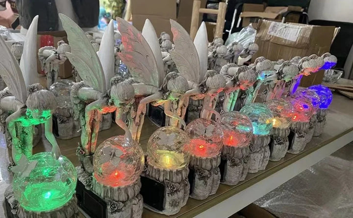 Fairy Garden Statue Solar Garden Decor Fairy Statue Outdoor with Glass Ball  Waterproof Outdoor Decor Suitable for Yard