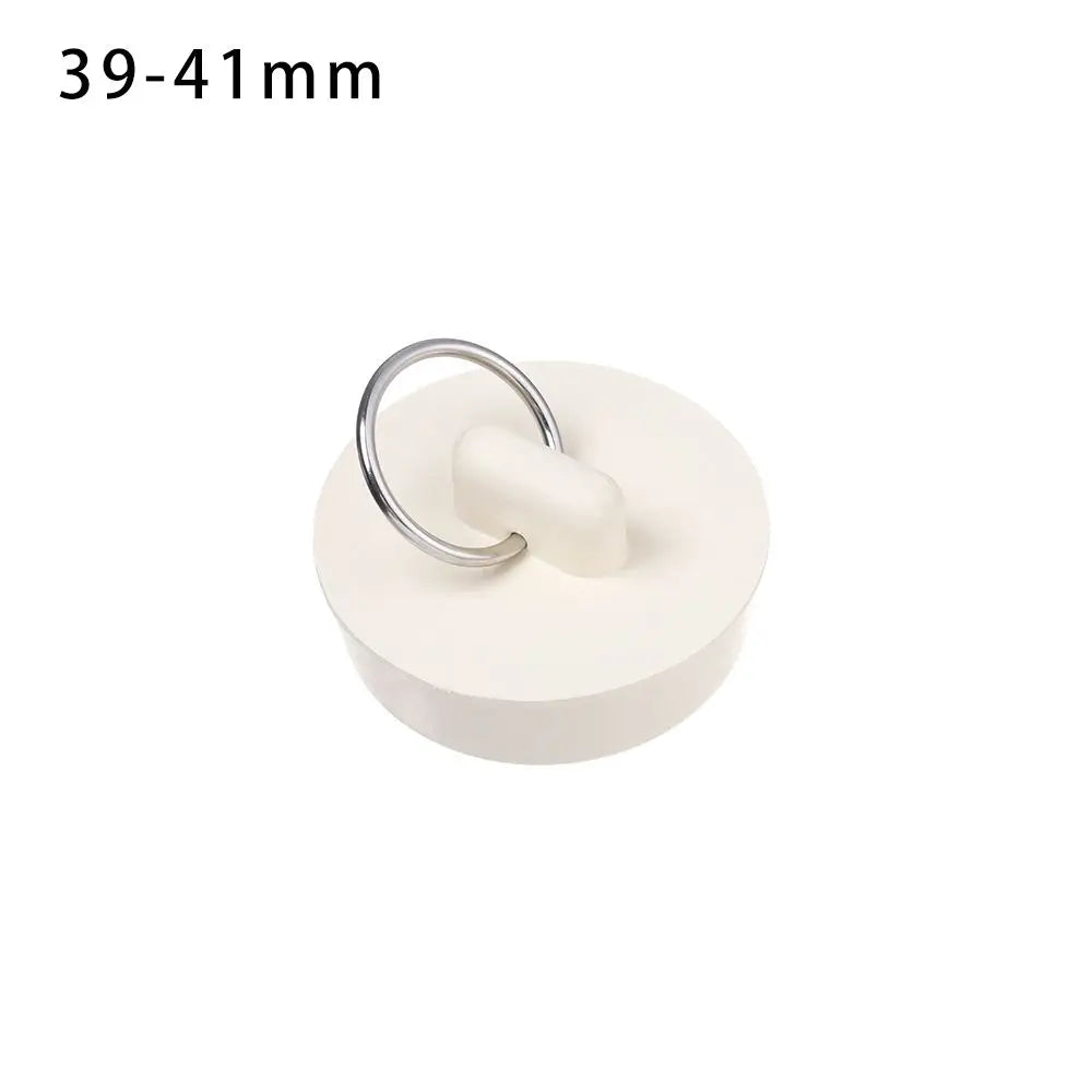 Kitchen Bathroom Water Sink Plug with Hanging Ring Round Rubber Bathtub Stopper Durable White Leakage-proof Sewer Drain Cover