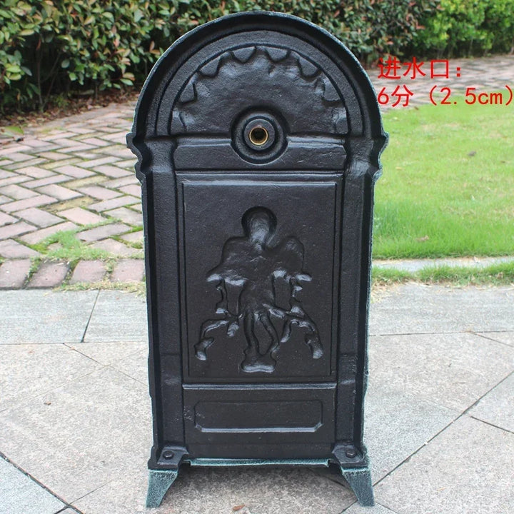 Antique Green Cast Iron Standing Hand Sink With Engraved Angel On European Home Garden Decor Wash Stand Heavy Metal Wash Basin