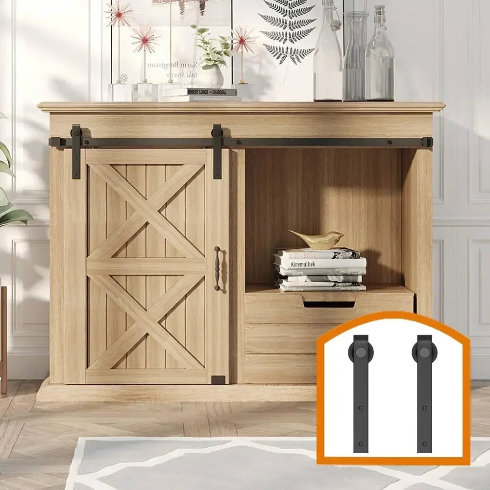 Gifsin-Sliding Door Hardware Drawer Slides Kit, Double Door TV Stands, Wardrobe Cabinets, Furniture Slide