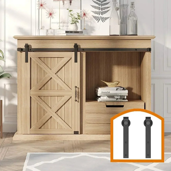 Gifsin-Sliding Door Hardware Drawer Slides Kit, Double Door TV Stands, Wardrobe Cabinets, Furniture Slide