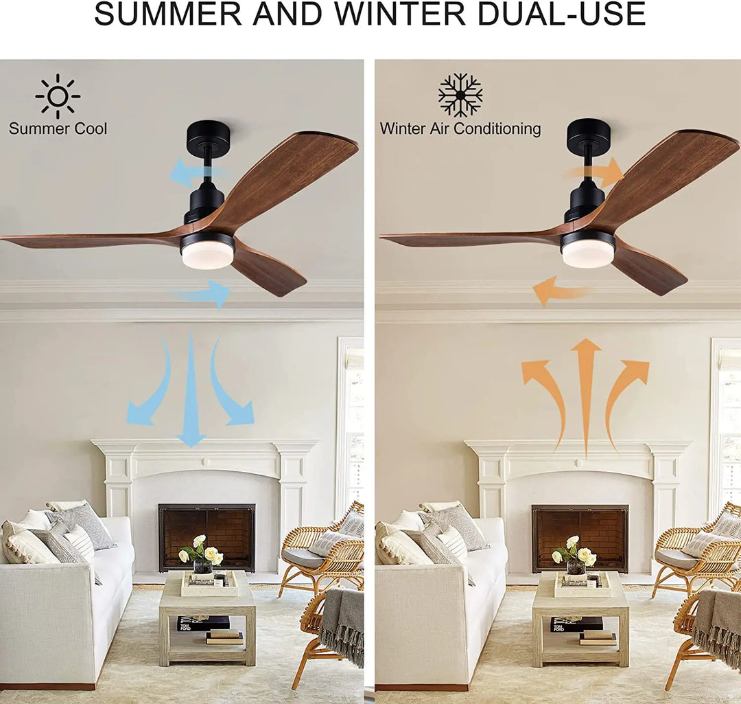 Industrial Ceiling Fans with Lights Remote Control Indoor Outdoor Wood Ceiling Fan with 3 Blade for Patio Living Room Bedroom