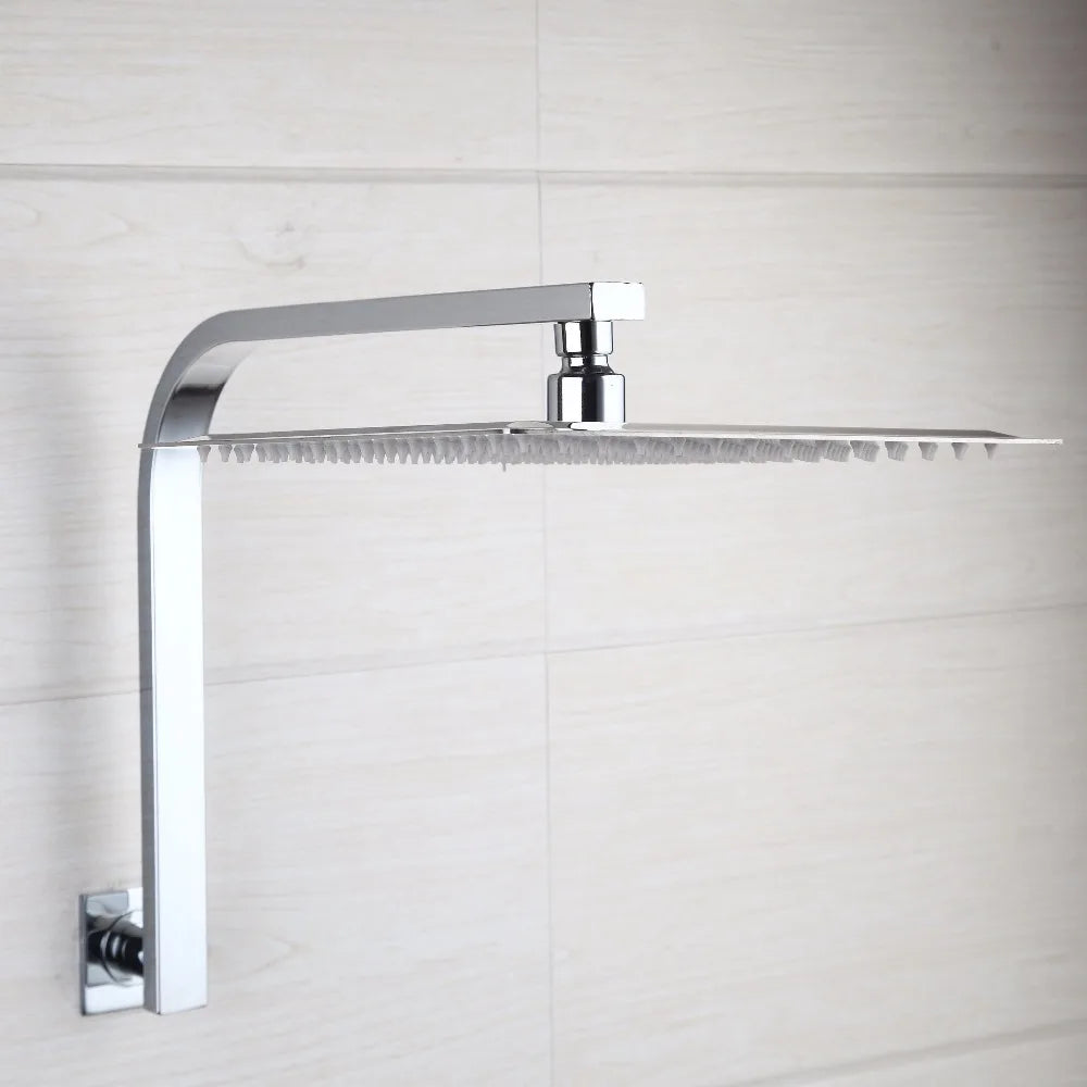 KEMAIDI Rainfall Bathroom Shower Head with Square Gooseneck Shower Arm Brass Wall Mount Shower Arm Bathroom Shower Head Set