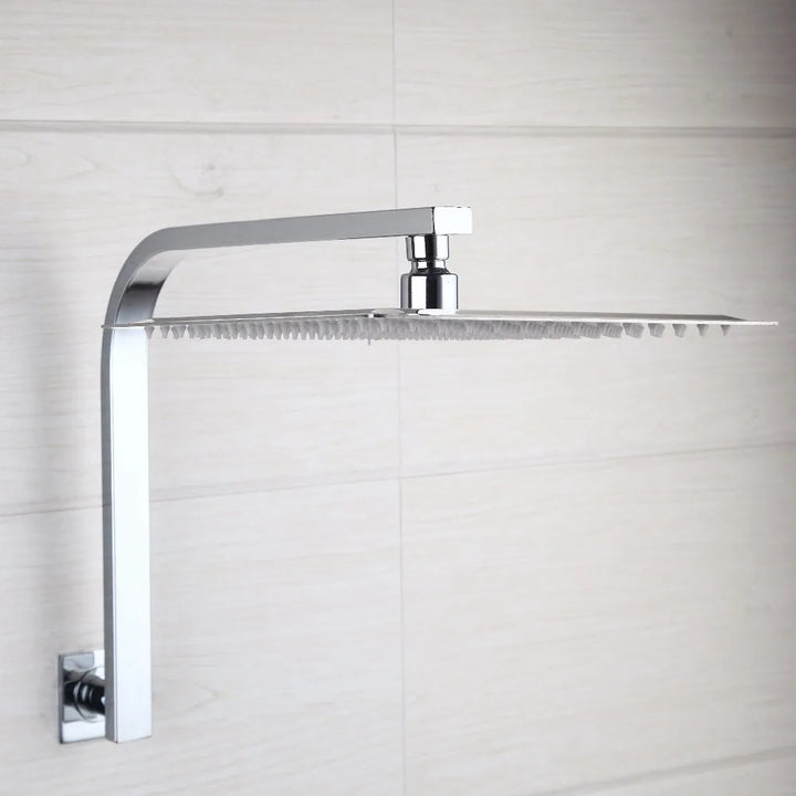KEMAIDI Rainfall Bathroom Shower Head with Square Gooseneck Shower Arm Brass Wall Mount Shower Arm Bathroom Shower Head Set
