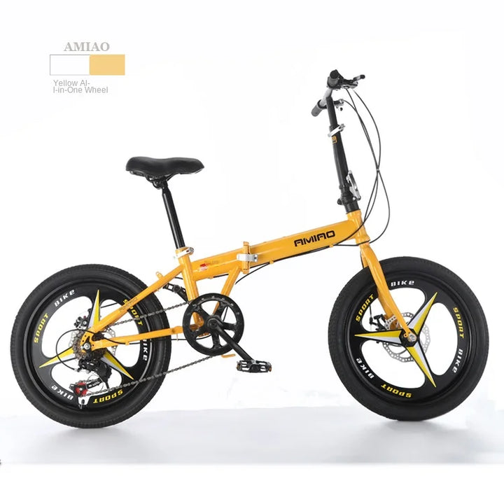 Adult Folding Bicycle Ultra Lightweight Wholesale Student Bicycle Disc Brake Variable Speed Commuting Bike 20 Inches Camping