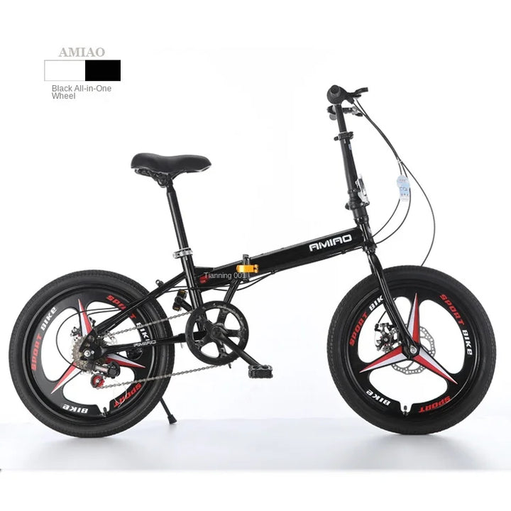 Adult Folding Bicycle Ultra Lightweight Wholesale Student Bicycle Disc Brake Variable Speed Commuting Bike 20 Inches Camping