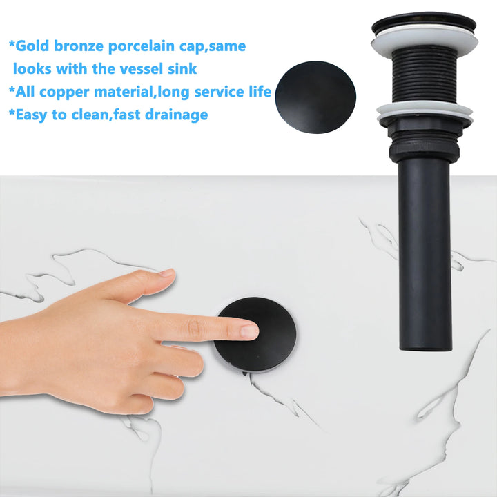 KEMAIDI Black Vanity Sink Rectangle Marble Bathroom Vessel Sink Above Counter Sinks for Bathrooms