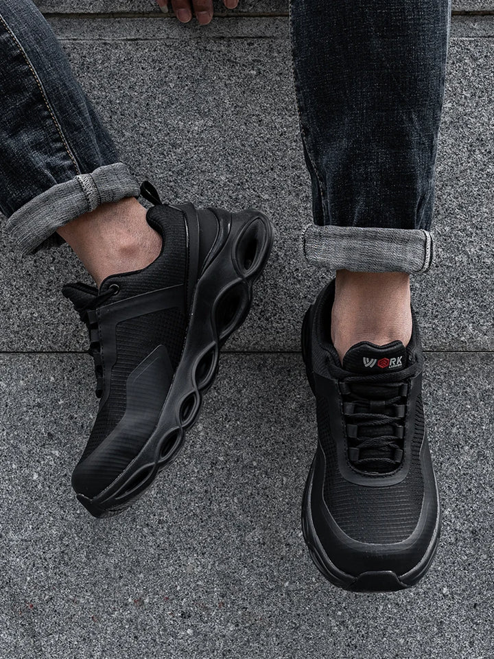 LARNMERN Men Safety Shoes Work Sneakers Steel Toe Shoes High Elasticity Shock Absorption Comfortable Shoe