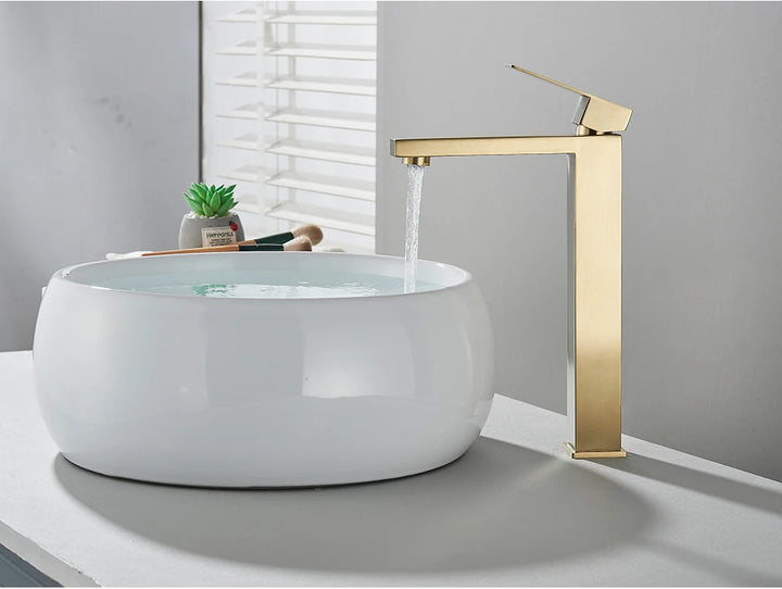 Brushed Nickel Basin Faucet Black Bathroom Faucet Deck Mounted Basin Sink Tap Mixer Hot & Cold Water Stainless Steel Faucet