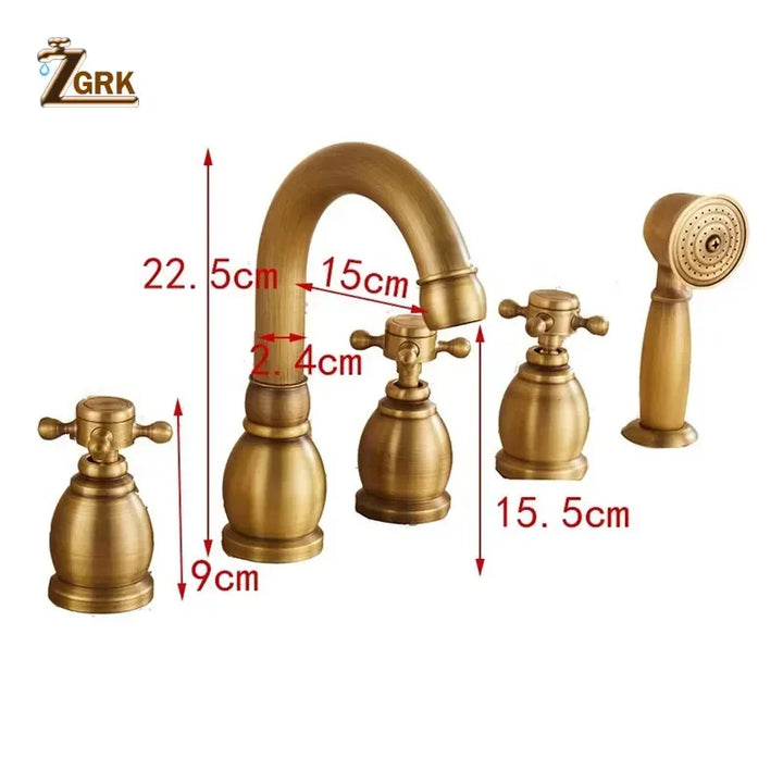 Brass Bathroom Faucet Set Dual Holder Three-hole Wash Basin Faucet Split Hot and Cold Water Sink Taps 5pc Black Tap