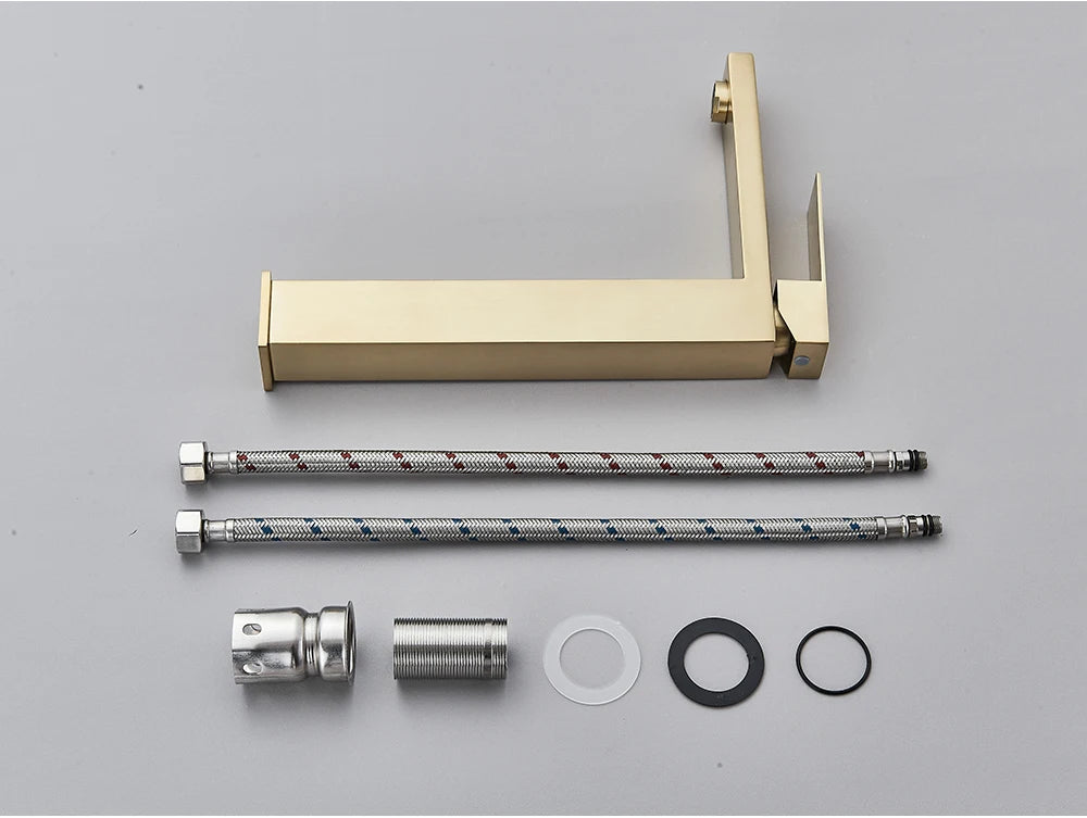 Brushed Nickel Basin Faucet Black Bathroom Faucet Deck Mounted Basin Sink Tap Mixer Hot & Cold Water Stainless Steel Faucet