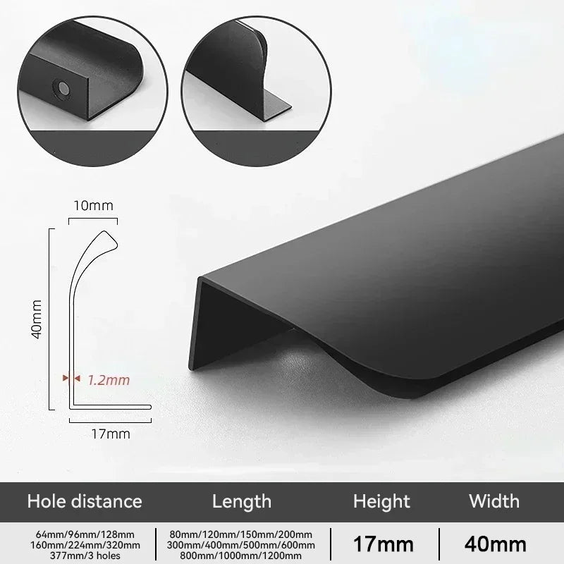 Hidden Cabinet Pulls Drawer Knobs Bedroom Door Handles Aluminum Alloy Kitchen Cupboard Door Pulls Furniture Handle Hardware