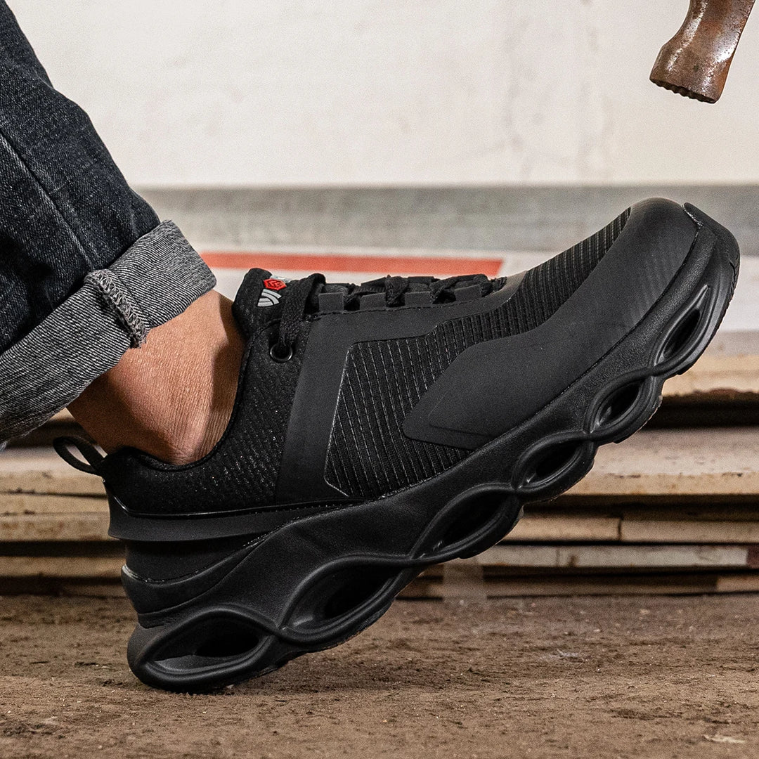 LARNMERN Men Safety Shoes Work Sneakers Steel Toe Shoes High Elasticity Shock Absorption Comfortable Shoe