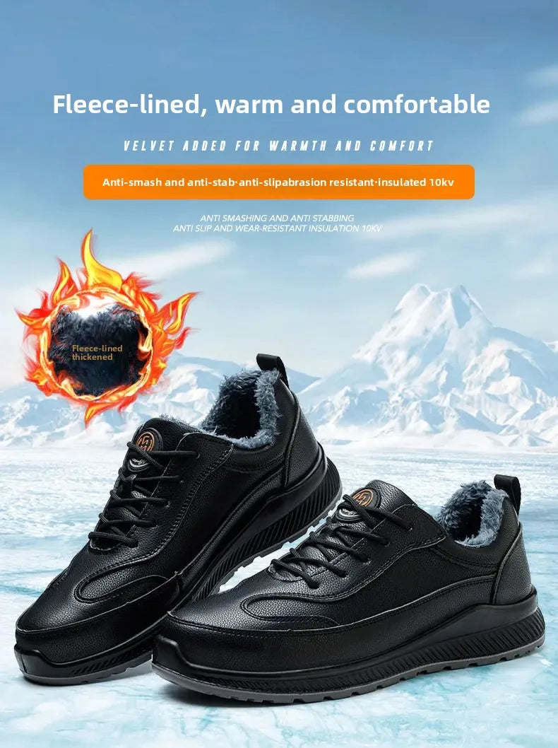 Electrician's Breathable Lightweight Insulated Shoes Men's Protective Work Shoes Anti-penetration Waterproof Non-slip Cotton Sho