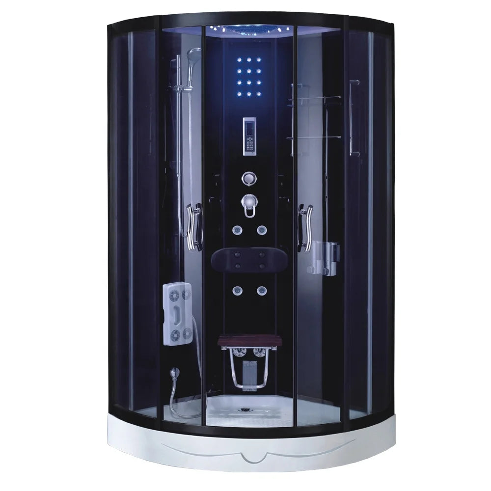 90x90 Corner Bath Room Black Color Design Hydro Massage and Steam Bathroom Shower Cabins