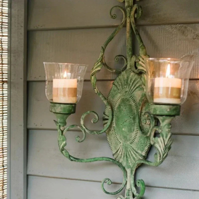 Juhan-Wall Hanging Candlestick, Wind Lamp, Retro Iron Art, Renovation Decoration, Grocery, Garden, Courtyard, French Style