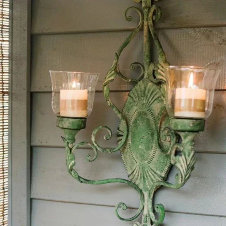 Juhan-Wall Hanging Candlestick, Wind Lamp, Retro Iron Art, Renovation Decoration, Grocery, Garden, Courtyard, French Style
