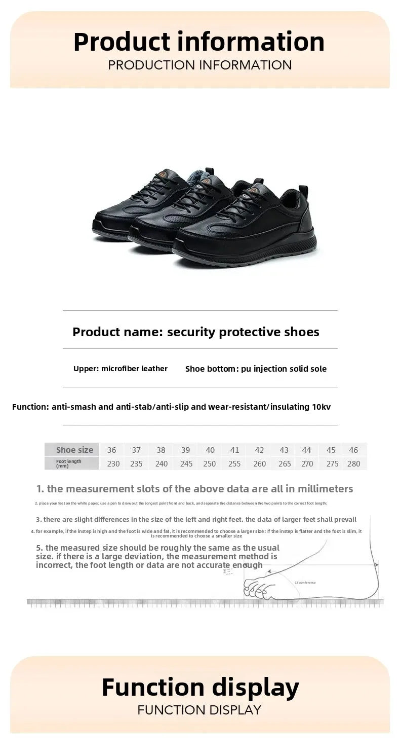 Electrician's Breathable Lightweight Insulated Shoes Men's Protective Work Shoes Anti-penetration Waterproof Non-slip Cotton Sho