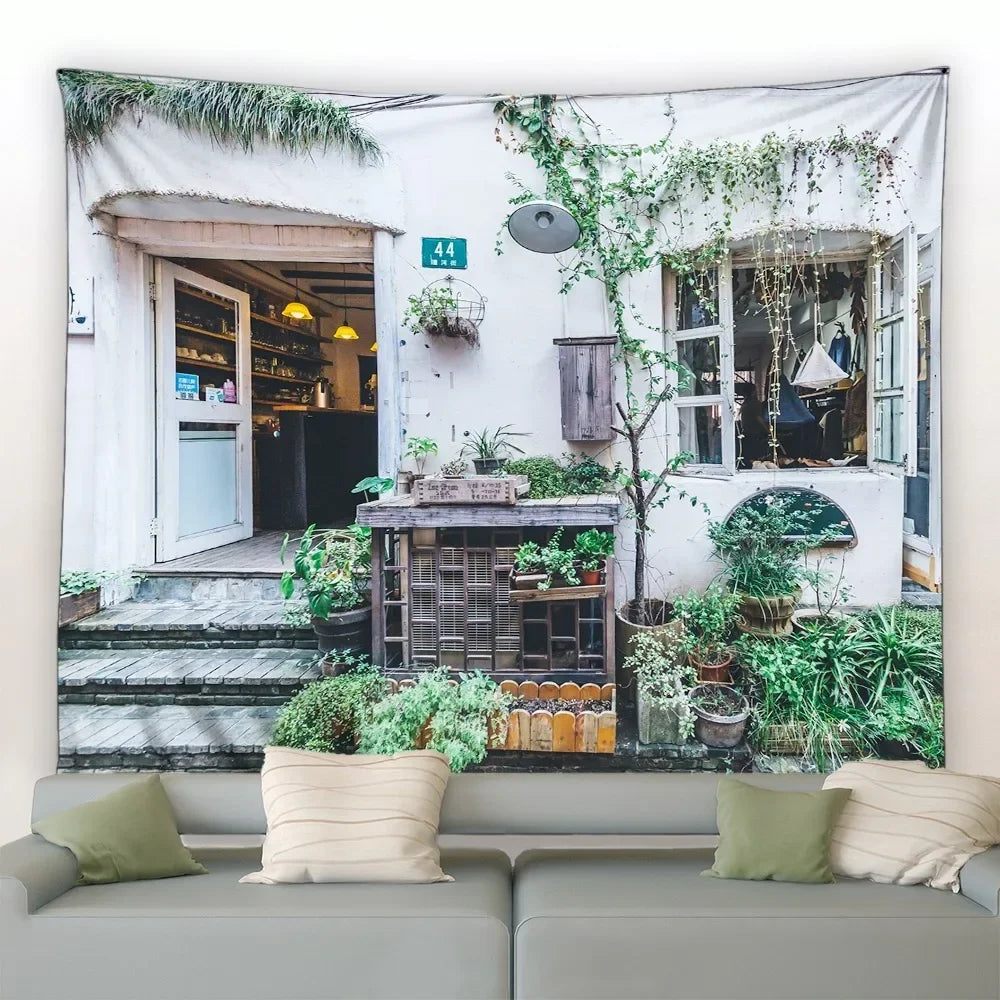 Landscape Wall Hanging Tapestry Ltaly Rural Small Town Street Architecture Retro Style Background Decor Hippie Bedroom Blanket
