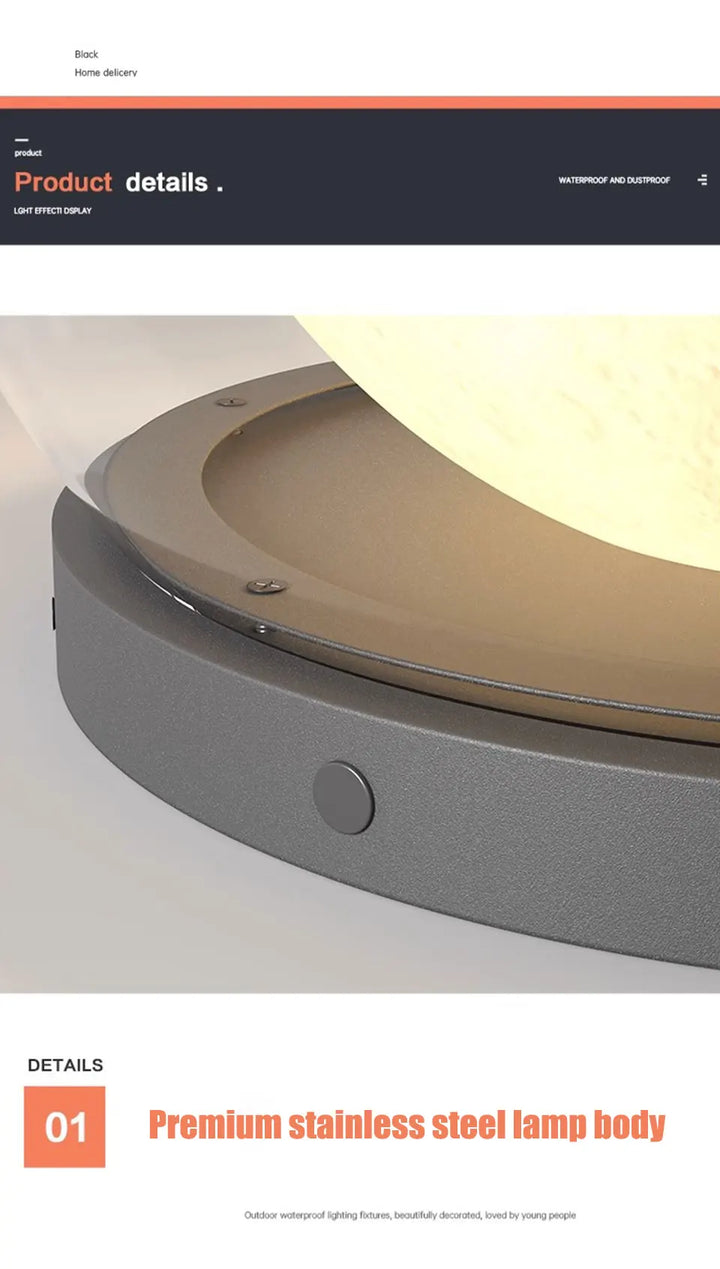 Creative Moon Pillar Lights Outdoor Waterproof LED Round Landscape  Garden, Courtyard Villa Lighting Fixture