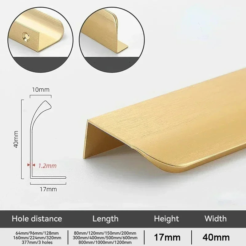 Hidden Cabinet Pulls Drawer Knobs Bedroom Door Handles Aluminum Alloy Kitchen Cupboard Door Pulls Furniture Handle Hardware