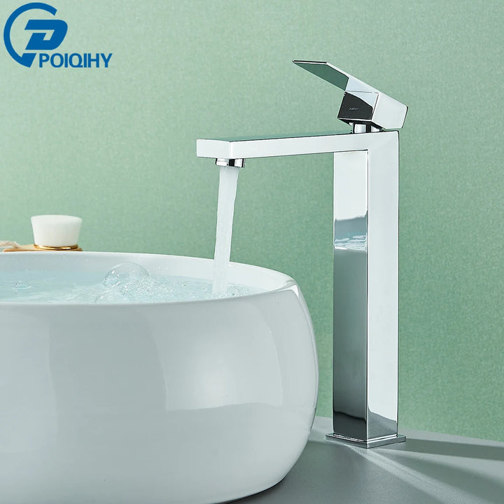 Brushed Nickel Basin Faucet Black Bathroom Faucet Deck Mounted Basin Sink Tap Mixer Hot & Cold Water Stainless Steel Faucet