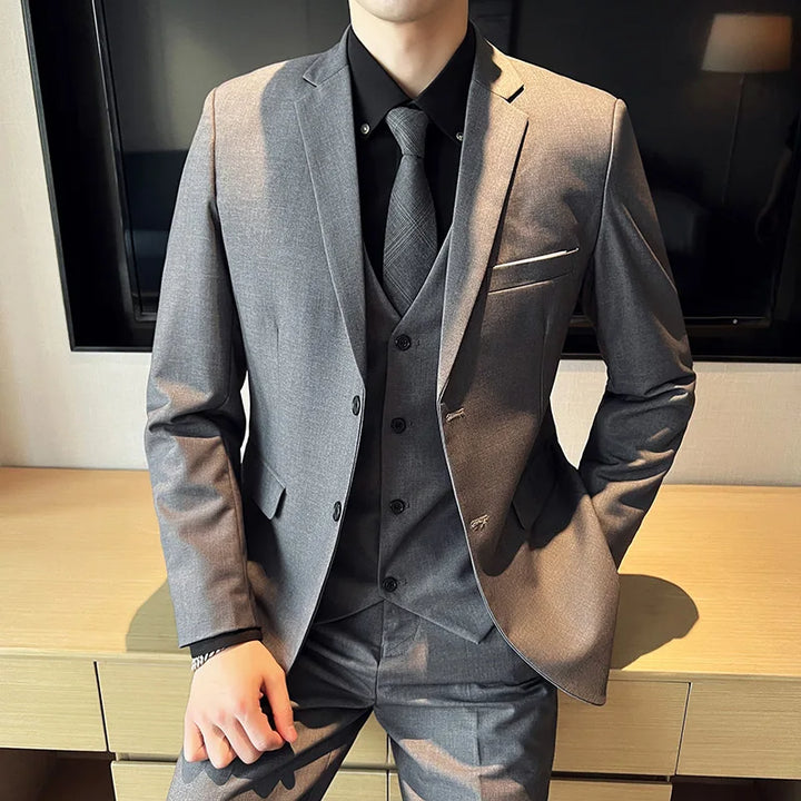 High Quality Business Casual Wedding (suit + Vest + Trousers) 2024 New Fashion Banquet Handsome Men's 3-piece Set  S-6XL