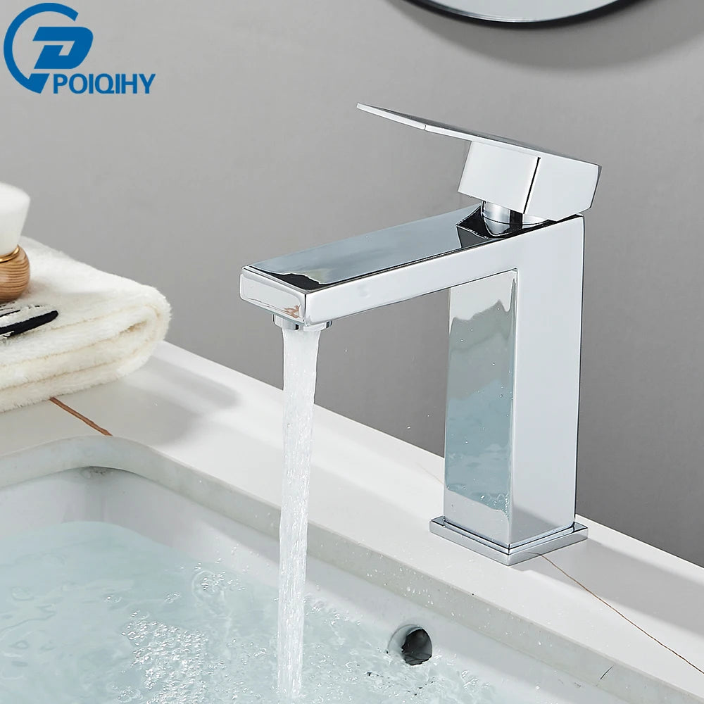 Brushed Nickel Basin Faucet Black Bathroom Faucet Deck Mounted Basin Sink Tap Mixer Hot & Cold Water Stainless Steel Faucet