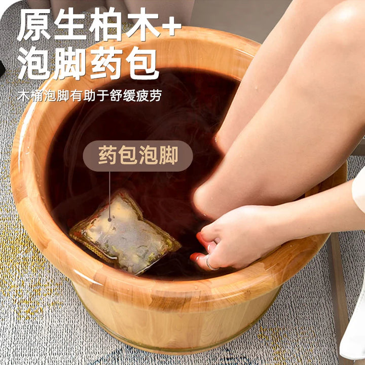 Cedar wood foot soaking bucket household solid washing insulation wood soak barrel bath foot washing