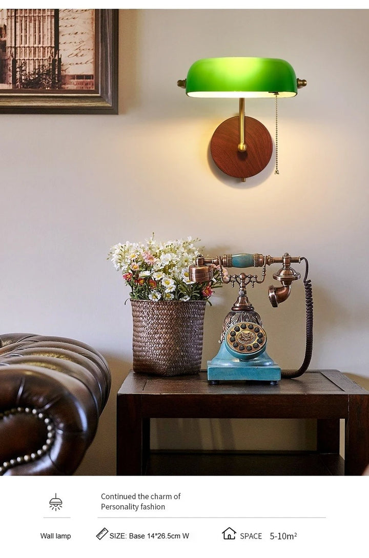 Retro Wall Lamp Entrance Courtyard Entrance Living Room Corridor Hotel Green Glass Cover Atmosphere Sconce
