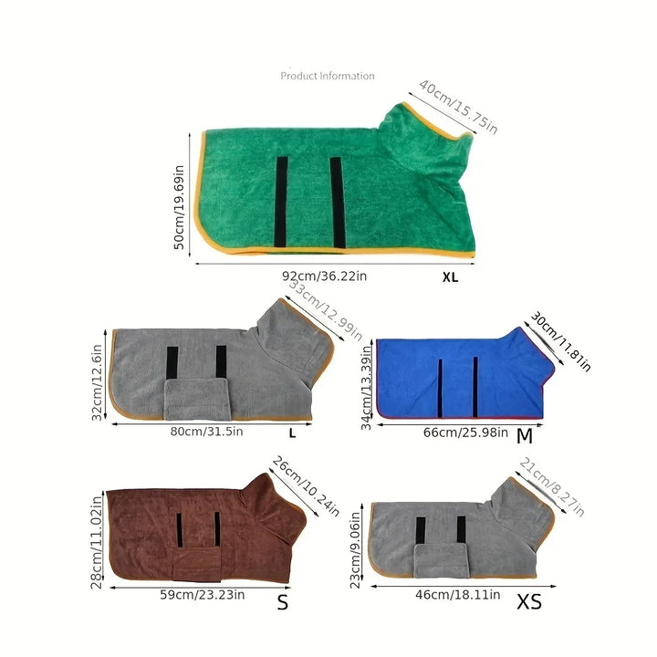 Dog Bathrobe Absorbent Pet Quick Drying Bath Towel Dogs Clean Absorbent Bathrobe Full Body Wrap Cat