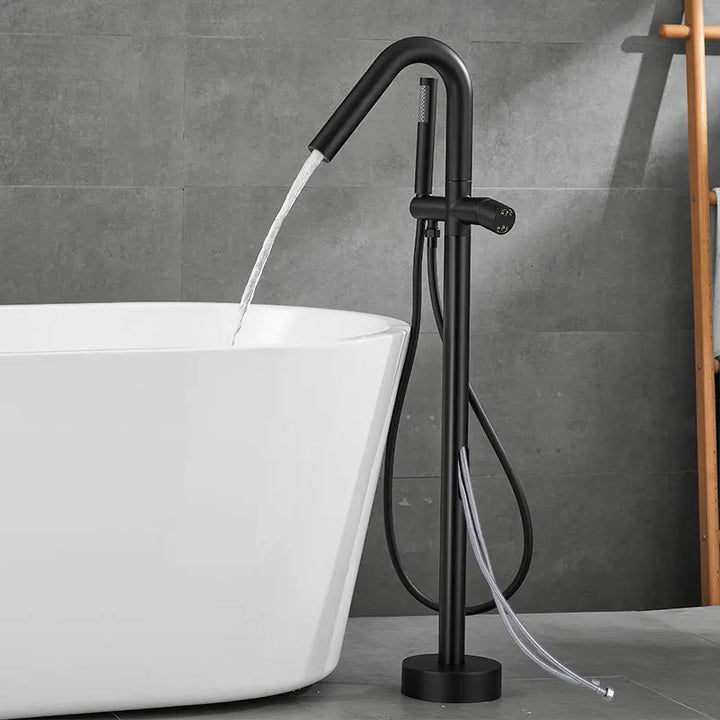 KEMAIDI Floor Mounted Tub Filler Faucets Freestanding Bathtub Faucet Tub Bath Stand Alone Tub Shower Faucets w/ Handheld Sprayer