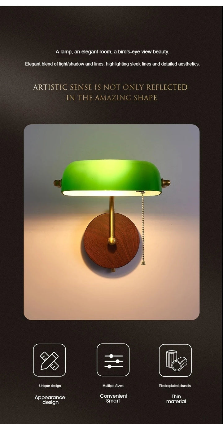 Retro Wall Lamp Entrance Courtyard Entrance Living Room Corridor Hotel Green Glass Cover Atmosphere Sconce