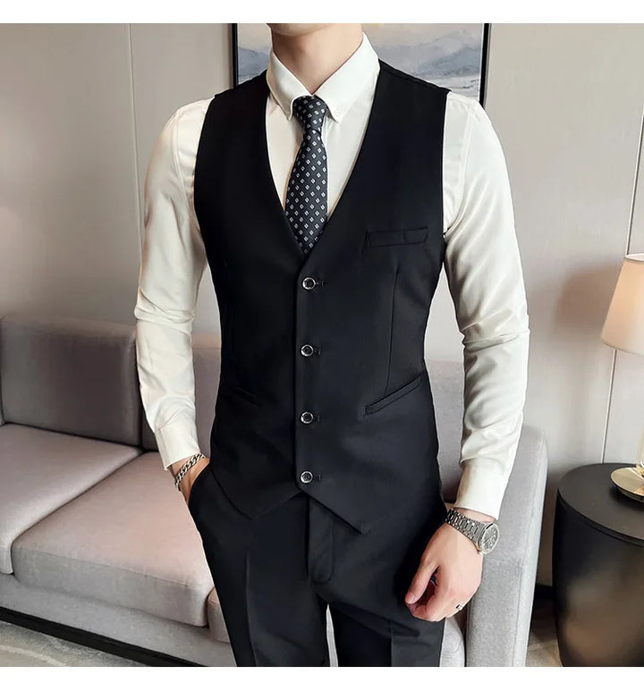 High Quality Business Casual Wedding (suit + Vest + Trousers) 2024 New Fashion Banquet Handsome Men's 3-piece Set  S-6XL