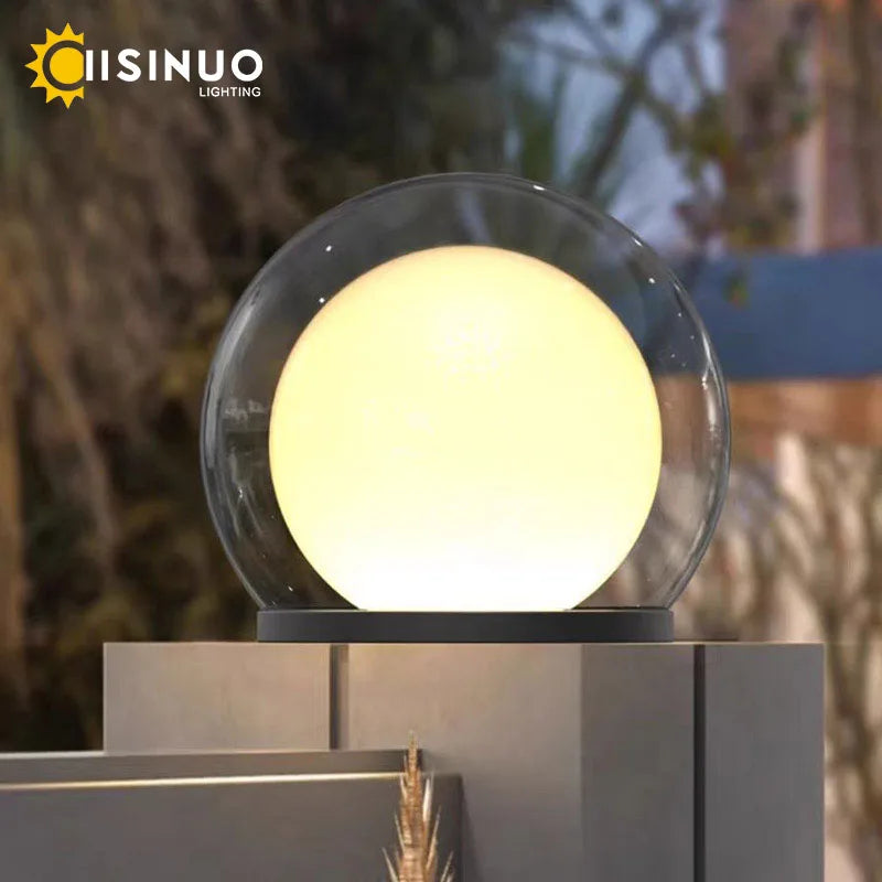 Creative Moon Pillar Lights Outdoor Waterproof LED Round Landscape  Garden, Courtyard Villa Lighting Fixture