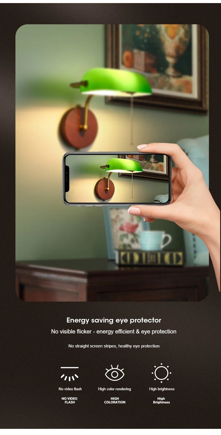 Retro Wall Lamp Entrance Courtyard Entrance Living Room Corridor Hotel Green Glass Cover Atmosphere Sconce
