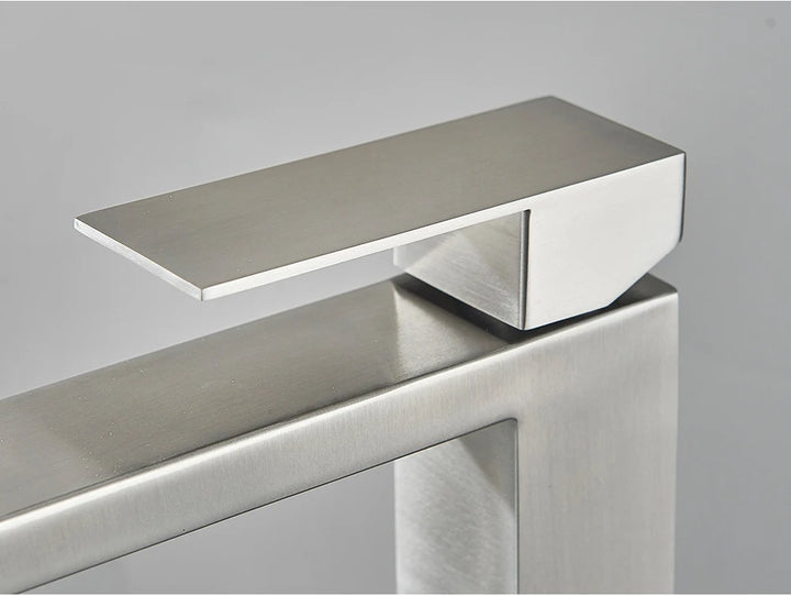 Brushed Nickel Basin Faucet Black Bathroom Faucet Deck Mounted Basin Sink Tap Mixer Hot & Cold Water Stainless Steel Faucet