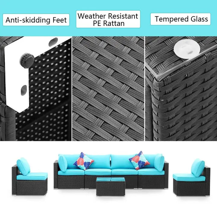 Contemporary Outdoor Garden Pe Rattan Wicker Sofa Furniture Set Of 9 Pieces