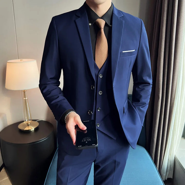 High Quality Business Casual Wedding (suit + Vest + Trousers) 2024 New Fashion Banquet Handsome Men's 3-piece Set  S-6XL