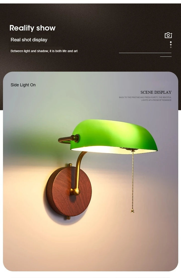 Retro Wall Lamp Entrance Courtyard Entrance Living Room Corridor Hotel Green Glass Cover Atmosphere Sconce