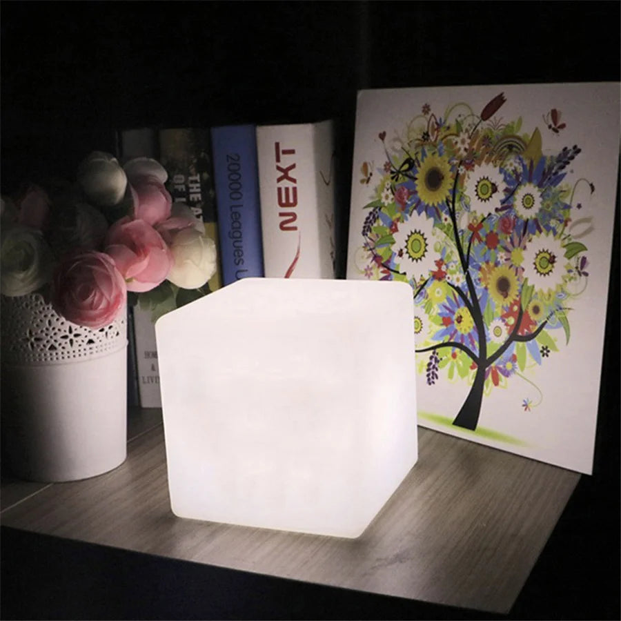 Battery Powered LED Glowing Cube Night Lights Remote 16 Colors Bar KTV Hotel Table Chair Lamps for Wedding Party Garden Decor