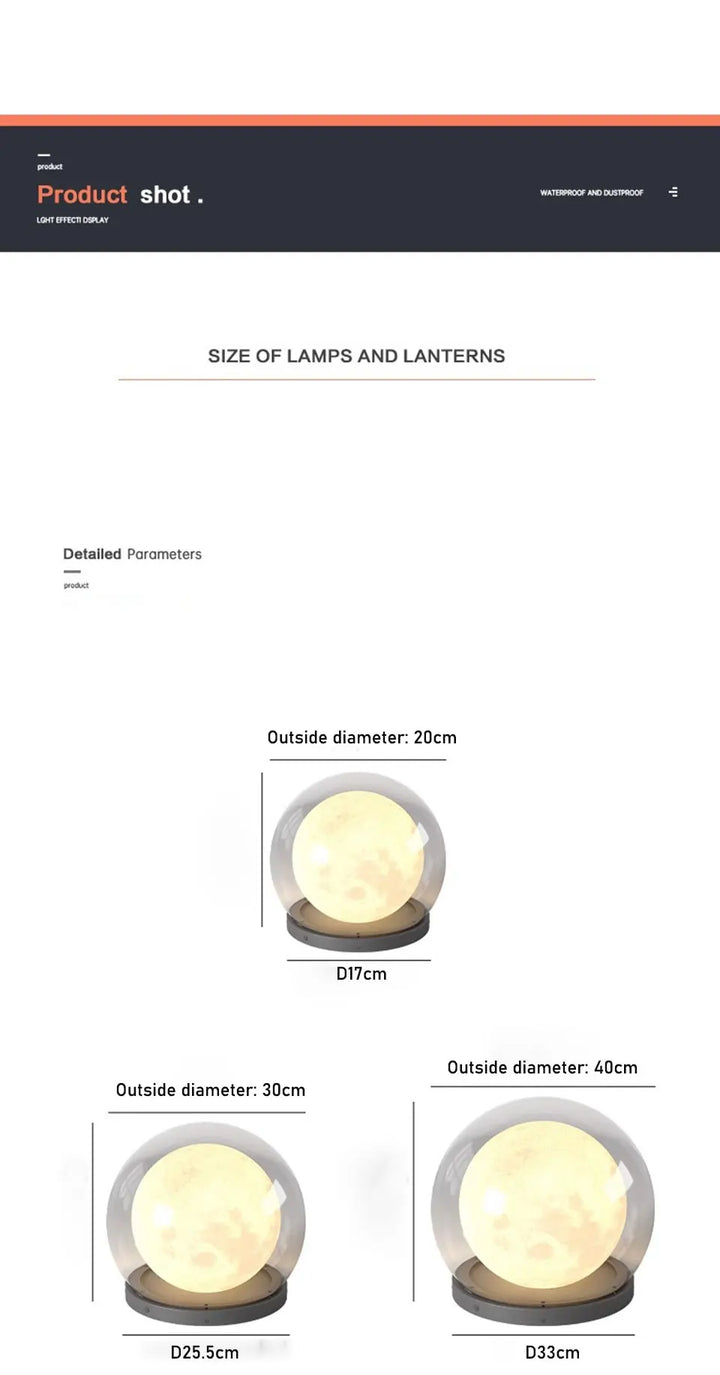 Creative Moon Pillar Lights Outdoor Waterproof LED Round Landscape  Garden, Courtyard Villa Lighting Fixture