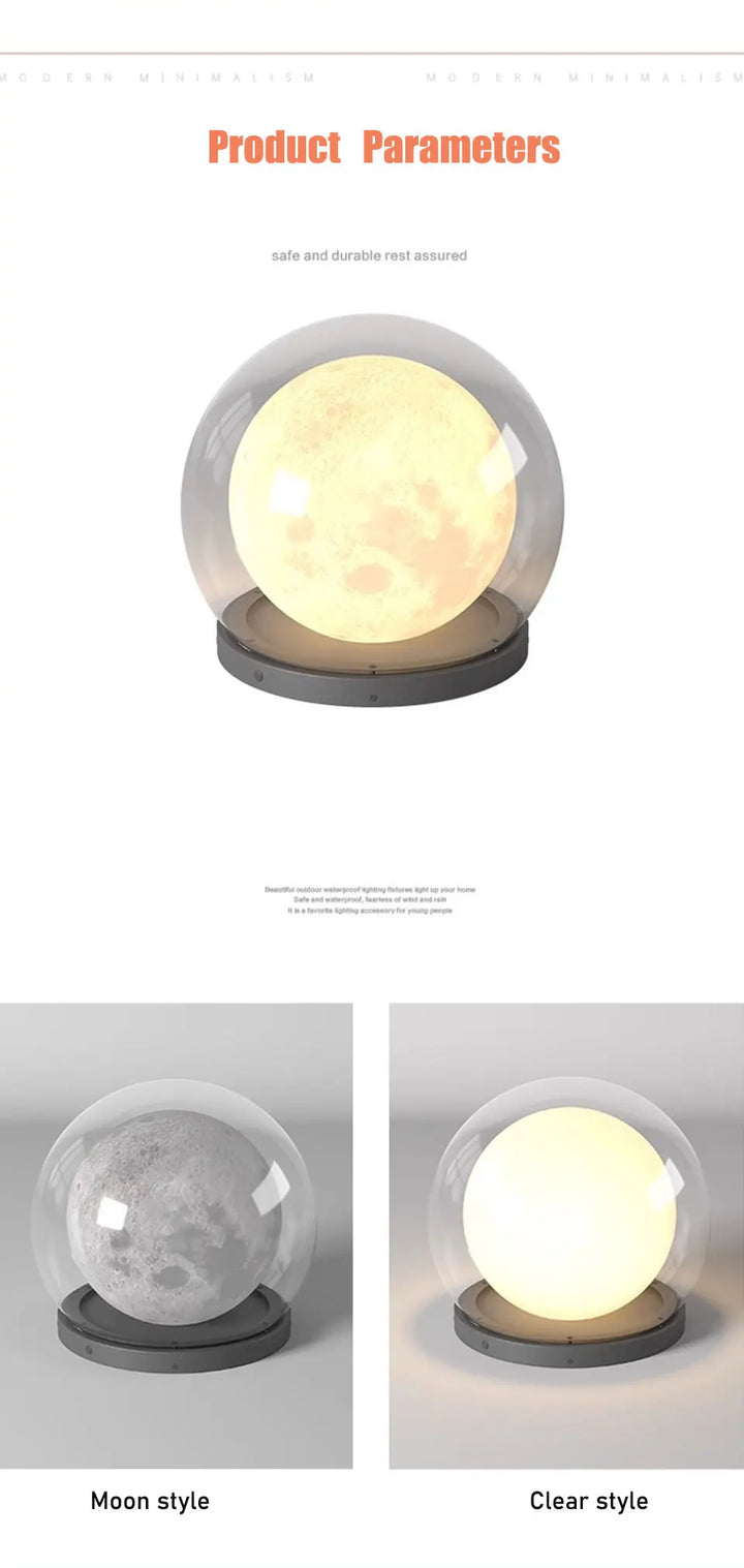 Creative Moon Pillar Lights Outdoor Waterproof LED Round Landscape  Garden, Courtyard Villa Lighting Fixture